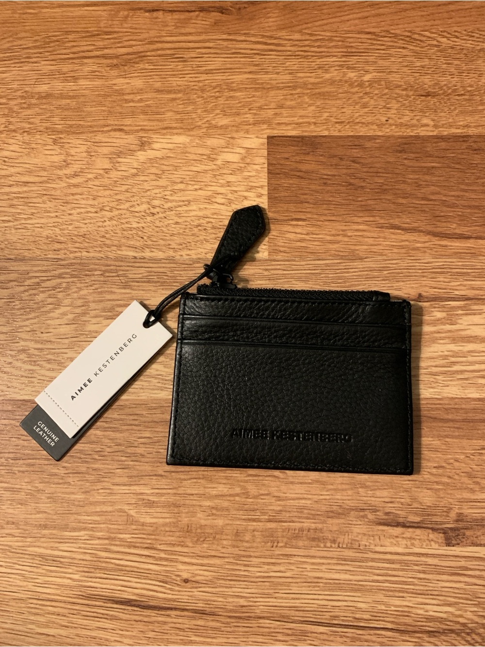 Aimee Kestenberg Black Leather Zip Card Holder - Picture 1 of 4